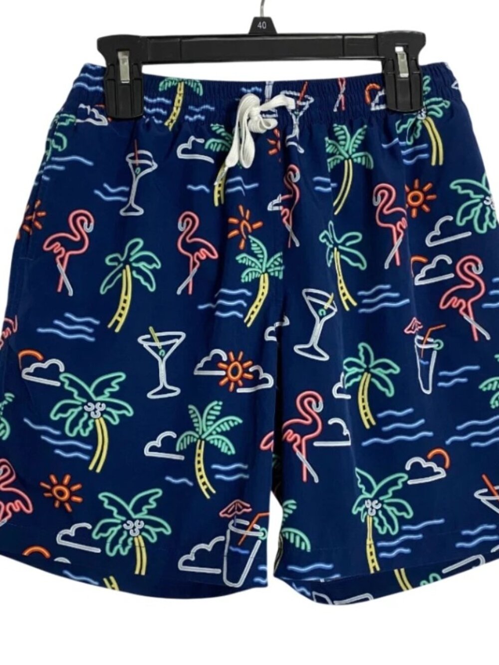 Chubbies Neon Lights Mens Blue Athletic Swim Board Shorts Size Large 7"